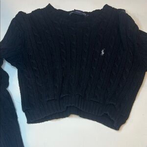Ralph Lauren Cotton Cable Knit Sweater girls large navy blue